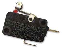 D3V-165M-2C25 - OMRON ELECTRONIC COMPONENTS - D3V-165M-2C25 - Microswitch, Miniature, Short Hinge Roller Lever, SPST-NC, Quick Connect, 16 A, 250 V