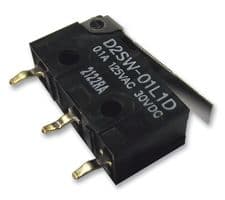 D2SW-01L1D - OMRON ELECTRONIC COMPONENTS - D2SW-01L1D - Microswitch, Subminiature, Lever, SPDT, Solder, 100 mA, 30 V