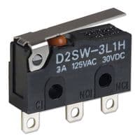 D2SW-3L1D - OMRON ELECTRONIC COMPONENTS - D2SW-3L1D - Microswitch, Subminiature, Lever, SPDT, Solder, 3 A