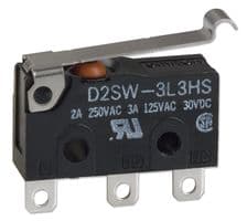 D2SW-01L3-2M - OMRON ELECTRONIC COMPONENTS - D2SW-01L3-2M - Microswitch, Subminiature, Simulated Roller Lever, SPST-NC, 100 mA, 30 V