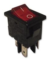 H8553VBNACB - BULGIN / PARTNER STOCK - H8553VBNACB - Rocker Switch, On-Off, DPST, Non Illuminated, Panel Mount, Red, 8500 Series