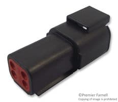 DTMH04-4PD - DEUTSCH - TE CONNECTIVITY - DTMH04-4PD - Automotive Connector Housing, D Key, DTMH, Receptacle, 4 Ways, DT Series Pin Contacts