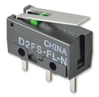D2FS-FL-N - OMRON ELECTRONIC COMPONENTS - D2FS-FL-N - Microswitch, Ultra Subminiature, Hinge Lever, SPST-NO, Through Hole, 100 mA, 6 VDC