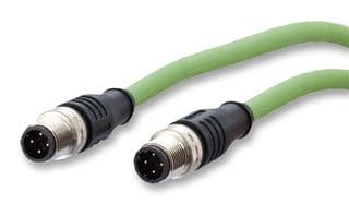 142M1D11010 - METZ CONNECT - 142M1D11010 - Sensor Cable, Ethernet, M12 Plug, M12 Plug, 4 Positions, 1 m, 3.28 ft