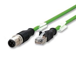 142M4D15010 - METZ CONNECT - 142M4D15010 - Sensor Cable, Ethernet, M12 Plug, RJ45 Plug, 4 Positions, 1 m, 3.28 ft
