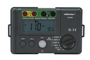 72-9400A - MULTICOMP PRO - 72-9400A - Insulation Tester, Digital Megohmmeter, 100V, 250V, 500V, 1KV, 0Mohm to 5Gohm, 100 mm