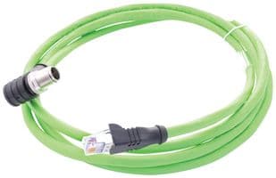 142M1D19010 - METZ CONNECT - 142M1D19010 - Sensor Cable, D-Code, Cat5e, M12 Plug, 90° M12 Plug, 4 Positions, 1 m, 3.28 ft