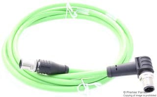 142M1D19020 - METZ CONNECT - 142M1D19020 - Sensor Cable, D-Code, Cat5e, M12 Plug, 90° M12 Plug, 4 Positions, 2 m, 6.6 ft
