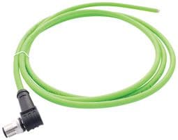 142M1D90050 - METZ CONNECT - 142M1D90050 - Sensor Cable, D-Code, Cat5e, 90° M12 Plug, Free End, 4 Positions, 5 m, 16.4 ft