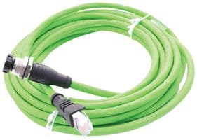 142M4D25005 - METZ CONNECT - 142M4D25005 - Sensor Cable, D-Code, Cat5, RJ45 Plug, M12 Receptacle, 4 Positions, 500 mm, 19.6 "