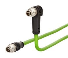 142M2X19020 - METZ CONNECT - 142M2X19020 - Sensor Cable, X-Code, Cat6a, M12 Plug, 90° M12 Plug, 8 Positions, 2 m, 6.6 ft