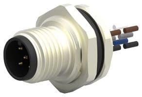 T4171010005-001 - TE CONNECTIVITY - T4171010005-001 - Sensor Cable, A Coded, M12 Plug, Free End, 5 Positions, 200 mm, 7.87 ", T417 Series