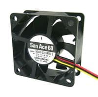 9S0612H401 - SANYO DENKI - 9S0612H401 - DC Axial Fan, 12 V, Square, 60 mm, 25 mm, Ball Bearing, 20.5 CFM
