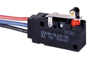 D2VW-5L1B-1MS - OMRON - D2VW-5L1B-1MS - Microswitch, Miniature, Long Hinge Lever, SPDT, Wire Leaded, 5 A, 125 V