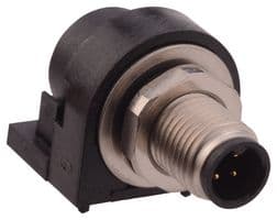 853-003-113R001 - NORCOMP - 853-003-113R001 - Sensor Connector, VULCON Series, M5, Male, 3 Positions, PCB Pin, Right Angle Panel Mount