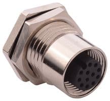 859-012-203R004 - NORCOMP - 859-012-203R004 - Sensor Connector, VULCON Series, M12, Female, 12 Positions, Solder Socket, Straight Panel Mount