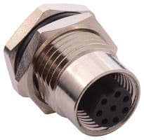 860-008-213R004 - NORCOMP - 860-008-213R004 - Sensor Connector, VULCON Series, M12, Female, 8 Positions, PCB Socket, Straight Panel Mount