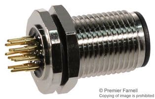 860-012-113R004 - NORCOMP - 860-012-113R004 - Sensor Connector, VULCON Series, M12, Female, 12 Positions, PCB Socket, Straight Panel Mount