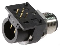 861-005-113R004.. - NORCOMP - 861-005-113R004.. - Sensor Connector, VULCON Series, M12, Female, 5 Positions, PCB Socket, Straight Panel Mount
