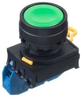 YW1B-A1E10G - IDEC - YW1B-A1E10G - Industrial Pushbutton Switch, YW Series, 22.3 mm, SPST-NO, Maintained, Flush, Green