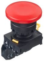 YW1B-A4E10R - IDEC - YW1B-A4E10R - Industrial Pushbutton Switch, YW Series, 22.3 mm, SPST-NO, Maintained, Mushroom, Red