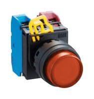 YW1L-M2E10Q4A - IDEC - YW1L-M2E10Q4A - Industrial Pushbutton Switch, YW Series, 22.3 mm, SPST-NO, Momentary, Round Raised, Amber