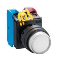 YW1L-M2E10QM3PW - IDEC - YW1L-M2E10QM3PW - Industrial Pushbutton Switch, YW Series, 22.3 mm, SPST-NO, Momentary, Round Raised, White