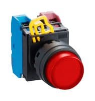 YW1L-M2E10QM3R - IDEC - YW1L-M2E10QM3R - Industrial Pushbutton Switch, YW Series, 22.3 mm, SPST-NO, Momentary, Round Raised, Red