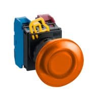 YW1L-M4E10Q4A - IDEC - YW1L-M4E10Q4A - Industrial Pushbutton Switch, YW Series, 22.3 mm, SPST-NO, Momentary, Mushroom, Amber