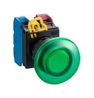 YW1L-M4E10Q4G - IDEC - YW1L-M4E10Q4G - Industrial Pushbutton Switch, YW Series, 22.3 mm, SPST-NO, Momentary, Mushroom, Green