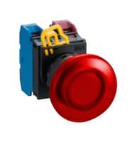 YW1L-M4E10Q4R - IDEC - YW1L-M4E10Q4R - Industrial Pushbutton Switch, YW Series, 22.3 mm, SPST-NO, Momentary, Mushroom, Red