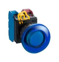 YW1L-M4E10Q4S - IDEC - YW1L-M4E10Q4S - Industrial Pushbutton Switch, YW Series, 22.3 mm, SPST-NO, Momentary, Mushroom, Blue