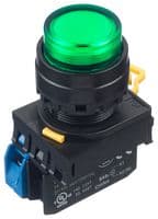 YW1L-M2E10Q4G - IDEC - YW1L-M2E10Q4G - Industrial Pushbutton Switch, YW Series, 22.3 mm, SPST-NO, Momentary, Round Raised, Green