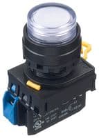 YW1L-M2E10Q4PW - IDEC - YW1L-M2E10Q4PW - Industrial Pushbutton Switch, YW Series, 22.3 mm, SPST-NO, Momentary, Round Raised, White
