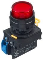 YW1L-M2E10Q4R - IDEC - YW1L-M2E10Q4R - Industrial Pushbutton Switch, YW Series, 22.3 mm, SPST-NO, Momentary, Round Raised, Red