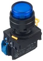 YW1L-M2E10Q4S - IDEC - YW1L-M2E10Q4S - Industrial Pushbutton Switch, YW Series, 22.3 mm, SPST-NO, Momentary, Round Raised, Blue