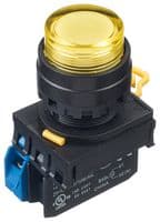 YW1L-M2E10Q4Y - IDEC - YW1L-M2E10Q4Y - Industrial Pushbutton Switch, YW Series, 22.3 mm, SPST-NO, Momentary, Round Raised, Yellow