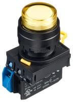YW1L-M2E10QM3Y - IDEC - YW1L-M2E10QM3Y - Industrial Pushbutton Switch, YW Series, 22.3 mm, SPST-NO, Momentary, Round Raised, Yellow