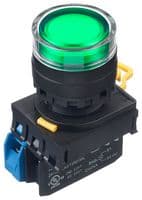 YW1L-MF2E10Q4G - IDEC - YW1L-MF2E10Q4G - Industrial Pushbutton Switch, YW Series, 22.3 mm, SPST-NO, Momentary, Round Raised, Green