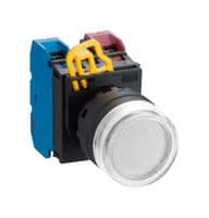 YW1L-MF2E10QM3PW - IDEC - YW1L-MF2E10QM3PW - Industrial Pushbutton Switch, YW Series, 22.3 mm, SPST-NO, Momentary, Round Raised, White