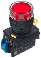 YW1L-MF2E10QM3R - IDEC - YW1L-MF2E10QM3R - Industrial Pushbutton Switch, YW Series, 22.3 mm, SPST-NO, Momentary, Round Raised, Red