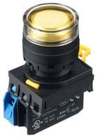 YW1L-MF2E10QM3Y - IDEC - YW1L-MF2E10QM3Y - Industrial Pushbutton Switch, YW Series, 22.3 mm, SPST-NO, Momentary, Round Raised, Yellow