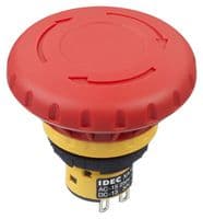 XA1E-BV4U02R - IDEC - XA1E-BV4U02R - Emergency Stop Switch, DPST-NC, Push-Pull, Quick Connect, Solder, 3 A, 250 V