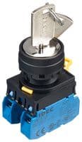 YW1K-31BE20 - IDEC - YW1K-31BE20 - Keylock Switch, Momentary Spring Return, DPST-NO, YW Series, 3 Position, Screw, 10 A