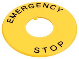 HWAV-27-Y - IDEC - HWAV-27-Y - Legend Plate, HW Series, For 40 mm Actuator, EMERGENCY STOP