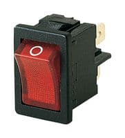 01855.1102-00 - MARQUARDT - 01855.1102-00 - Rocker Switch, On-Off, DPST, Illuminated, Panel Mount, Transparent Red, 1855 Series