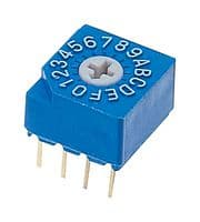 S-1010A - NIDEC COMPONENTS - S-1010A - Rotary Coded Switch, S-1000A Series, Through Hole, 16 Position, 5 VDC, Hexadecimal, 100 mA