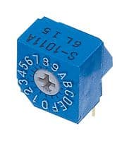 S-1011A - NIDEC COMPONENTS - S-1011A - Rotary Coded Switch, S-1000A Series, Through Hole, 16 Position, 5 VDC, Hexadecimal, 100 mA