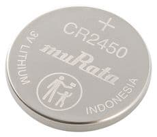 CR2450 - MURATA - CR2450 - Battery, 3 V, CR2450, Lithium Manganese Dioxide, 610 mAh, Pressure Contact, 1