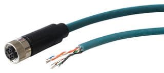 PXPTPU12FBF08XCL020PU - BULGIN / PARTNER STOCK - PXPTPU12FBF08XCL020PU - Sensor Cable, Cat6a, M12 Sensor Straight 8 Position Receptacle, Free End, 8 Positions, 2 m, 6.6 ft
